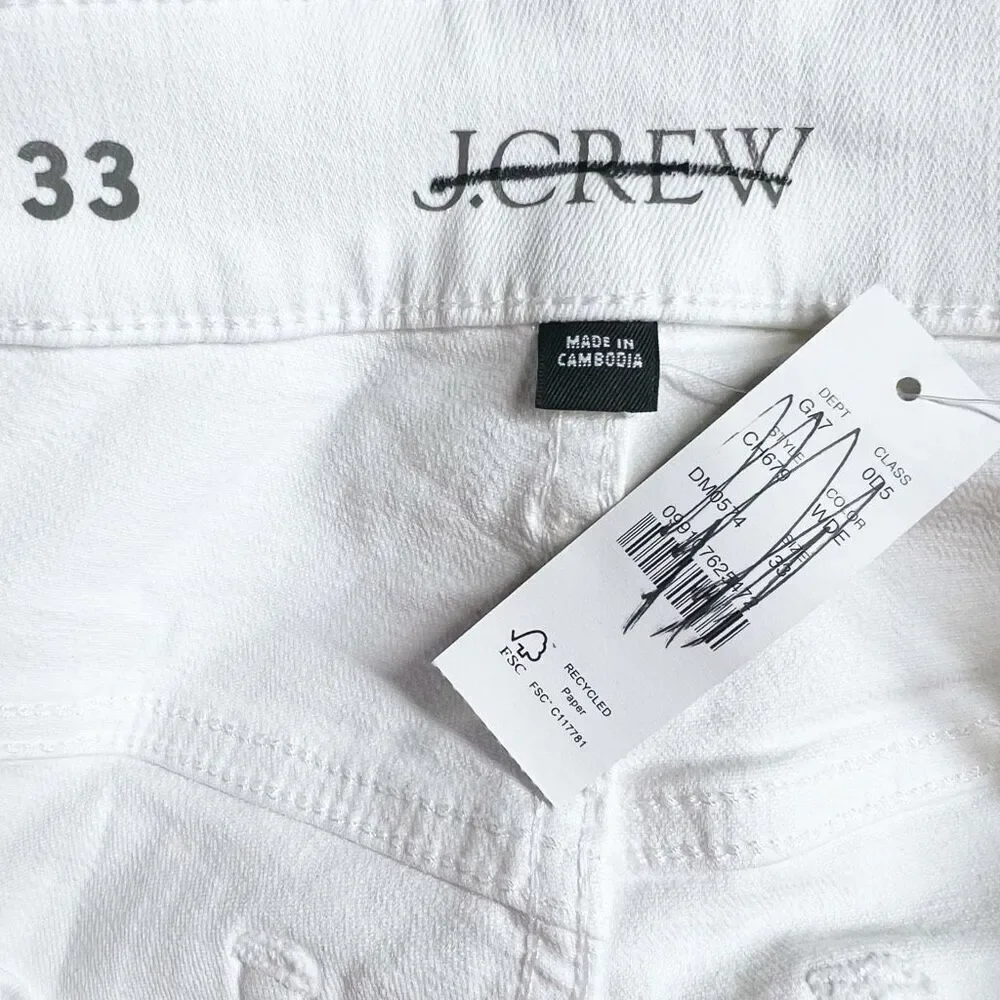 J. Crew High-rise denim trouser jean White Wide Leg Minimalist Size 33 NWT CH679